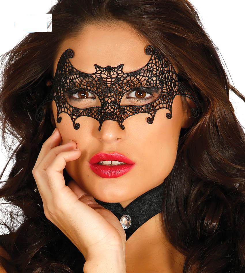 Black Embroidered Bat Mask