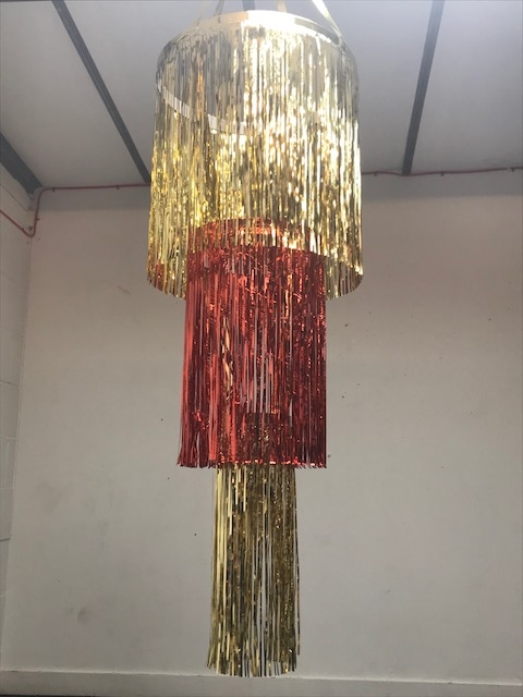 3-Tier Chandelier - Gold/Red/Gold