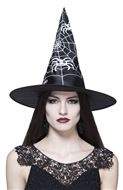 Black Adult Witches Hat with White Web Design