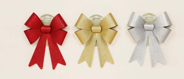 Decorative Glitter Bow - Gold