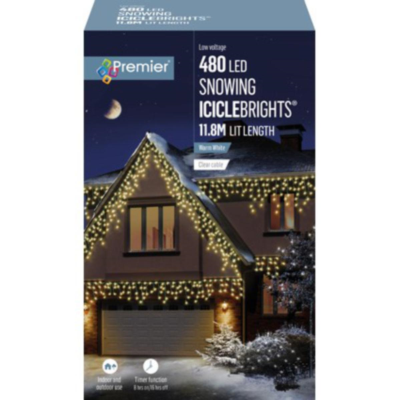 480 LED Bulb Snowing Icicle Lights - White