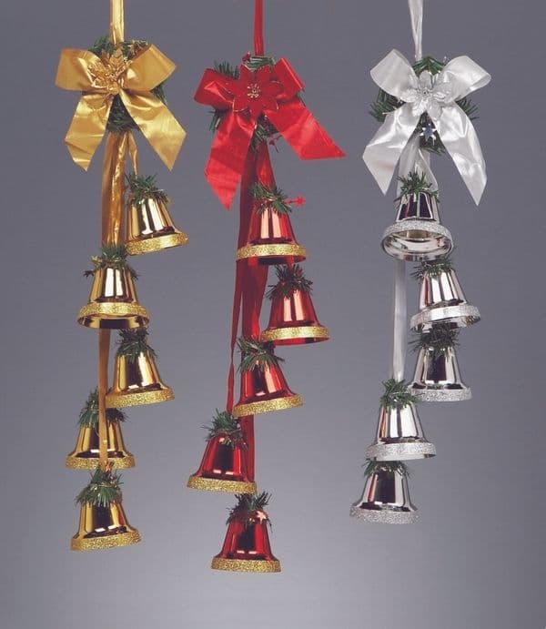 60CM HANGING 5-PCE BELL CLUSTER MOBILE - GOLD